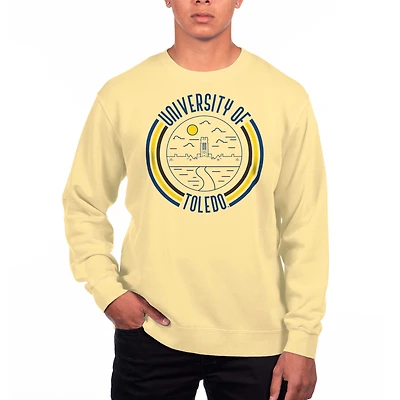 Men's Uscape Apparel Yellow Toledo Rockets Pigment Dyed Fleece Crew Neck Sweatshirt