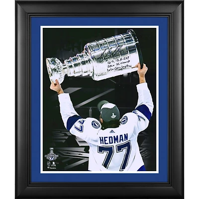Victor Hedman Tampa Bay Lightning Autographed Framed 16" x 20" 2020 Stanley Cup Champions Raising Cup Spotlight Photograph with Multiple Inscriptions - Limited Edition of 20