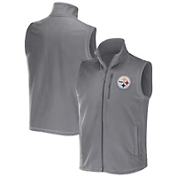 Men's NFL x Darius Rucker Collection by Fanatics Gray Pittsburgh Steelers Polar Fleece Full-Zip Vest