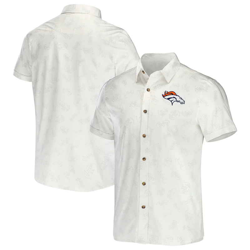 Men's NFL x Darius Rucker Collection by Fanatics White Denver Broncos Woven Button-Up T-Shirt