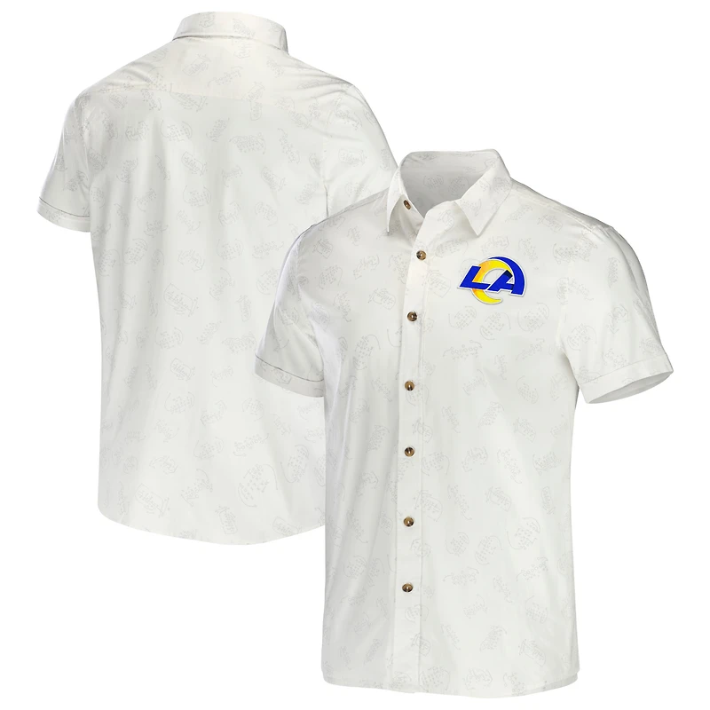 Men's NFL x Darius Rucker Collection by Fanatics White Los Angeles Rams Woven Button-Up T-Shirt