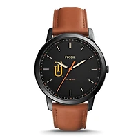 Fossil Black Tuskegee Golden Tigers Personalized Minimalist Slim Light Brown Leather Watch