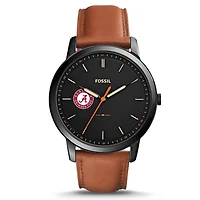 Fossil Black Alabama Crimson Tide Personalized Minimalist Slim Light Brown Leather Watch
