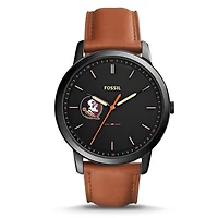 Fossil Black Florida State Seminoles Personalized Minimalist Slim Light Brown Leather Watch