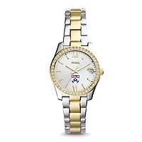 Women's Fossil Silver Pennsylvania Quakers Personalized Scarlette Mini Two-Tone Stainless Steel Watch