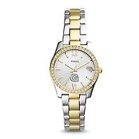 Women's Fossil Silver Georgetown Hoyas Personalized Scarlette Mini Two-Tone Stainless Steel Watch