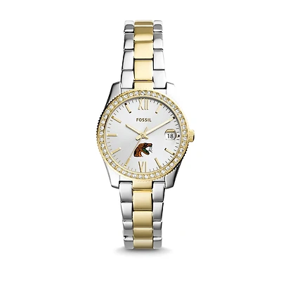 Women's Fossil Silver Florida A&M Rattlers Personalized Scarlette Mini Two-Tone Stainless Steel Watch