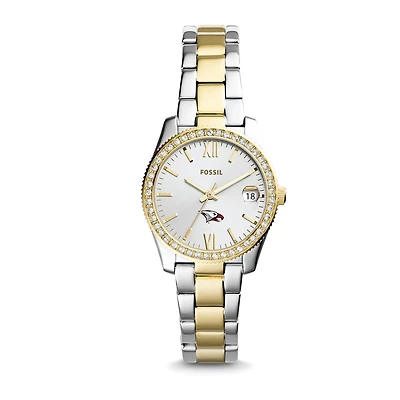 Women's Fossil Silver North Carolina Central Eagles Personalized Scarlette Mini Two-Tone Stainless Steel Watch