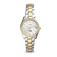 Women's Fossil Silver North Carolina Central Eagles Personalized Scarlette Mini Two-Tone Stainless Steel Watch