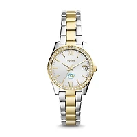 Women's Fossil Silver Southern University Jaguars Personalized Scarlette Mini Two-Tone Stainless Steel Watch