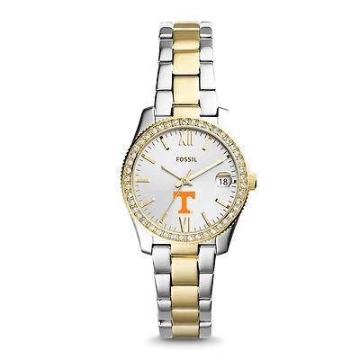 Women's Fossil Silver Tennessee Volunteers Personalized Scarlette Mini Two-Tone Stainless Steel Watch