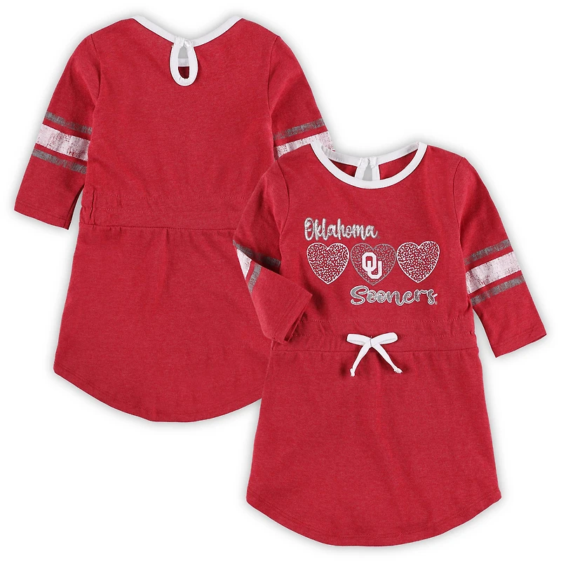 Girls Toddler Colosseum Heathered Crimson Oklahoma Sooners Poppin Sleeve Stripe Dress