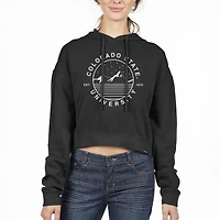 Women's Uscape Apparel Black Colorado State Rams Circle Scene Cropped Pullover Hoodie