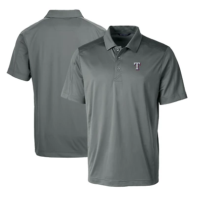 Men's Cutter & Buck Steel Texas Rangers Prospect Textured Stretch Polo
