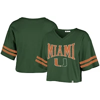 Women's '47 Green Miami Hurricanes Sporty V-Neck Crop Top