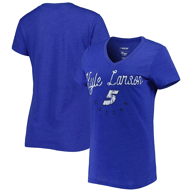 Women's G-III 4Her by Carl Banks Royal Kyle Larson Bump & Run V-Neck T-Shirt