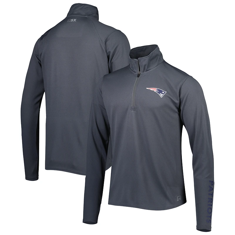 Men's MSX by Michael Strahan Charcoal New England Patriots Half-Zip Pullover