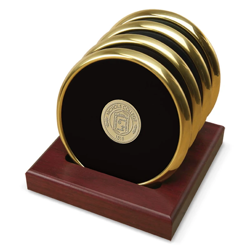 Gold Nichols College Bison -Piece Coaster Set