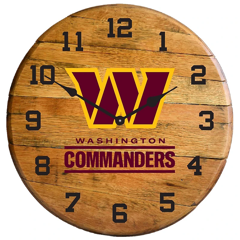 Imperial Washington Commanders Oak Barrel Clock