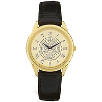 Men's Gold Campbellsville Tigers Medallion Leather Wristwatch