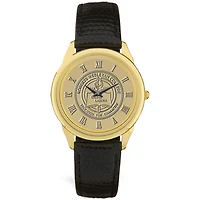 Men's Gold Roberts Wesleyan Redhawks Medallion Leather Wristwatch