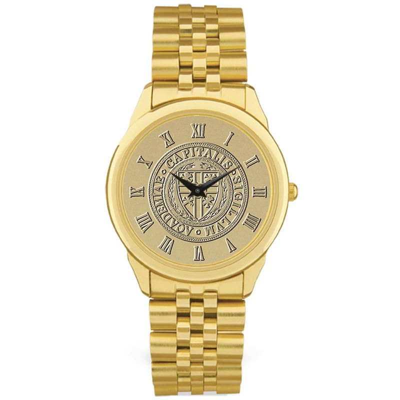 Men's Gold Capital University Comets Medallion Rolled Link Bracelet Wristwatch