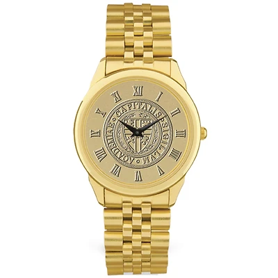 Men's Gold Capital University Comets Medallion Rolled Link Bracelet Wristwatch