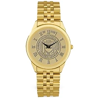 Men's Gold Lawrence Technological University Blue Devils Medallion Rolled Link Bracelet Wristwatch