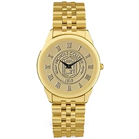 Men's Gold Nichols College Bison Medallion Rolled Link Bracelet Wristwatch