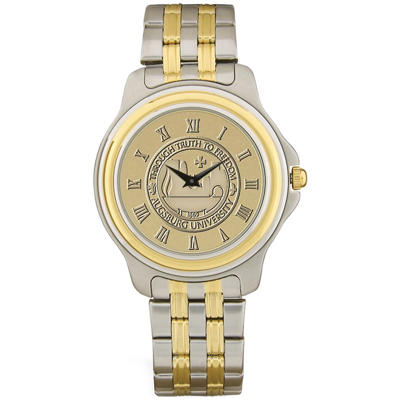 Men's Gold Augsburg University Two-Tone Medallion Wristwatch