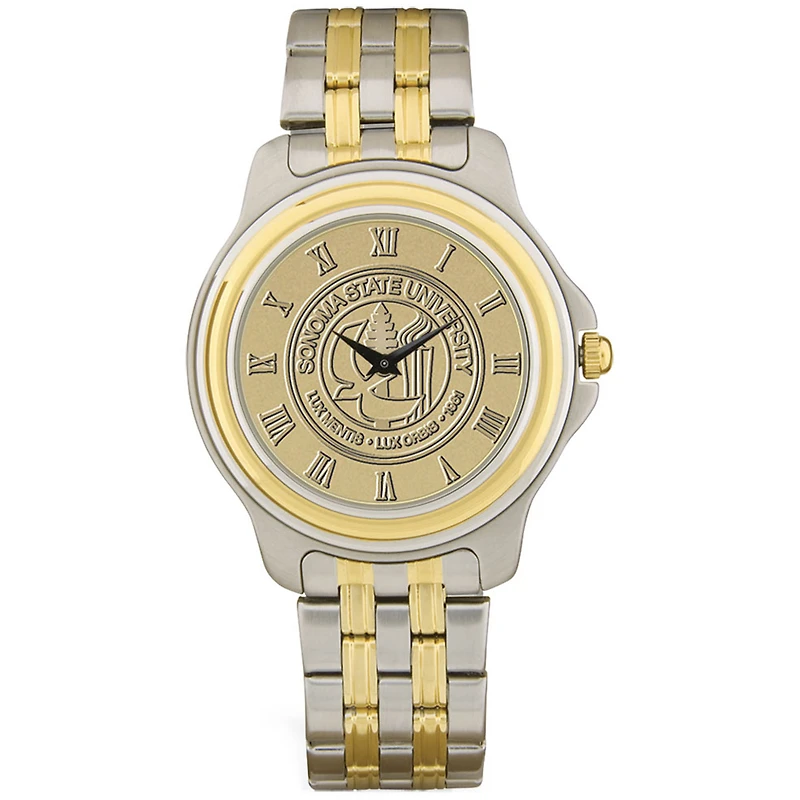 Men's Gold Sonoma State Seawolves Two-Tone Medallion Wristwatch
