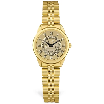Women's Gold Augsburg University Medallion Rolled Link Bracelet Wristwatch