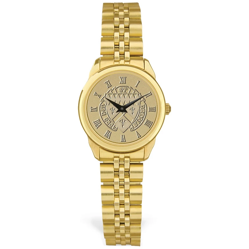 Women's Gold Loras College Duhawks Medallion Rolled Link Bracelet Wristwatch