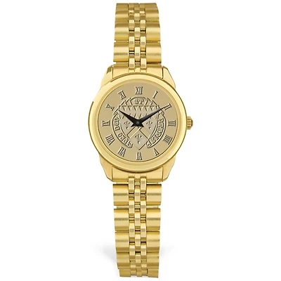Women's Gold Loras College Duhawks Medallion Rolled Link Bracelet Wristwatch