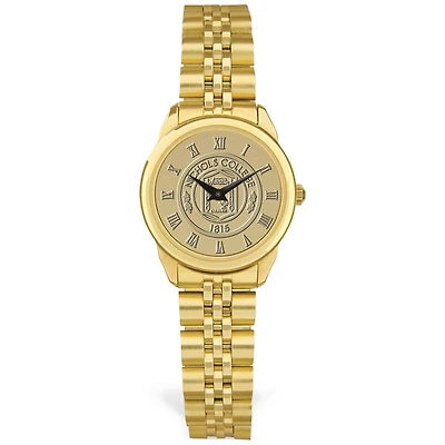 Women's Gold Nichols College Bison Medallion Rolled Link Bracelet Wristwatch