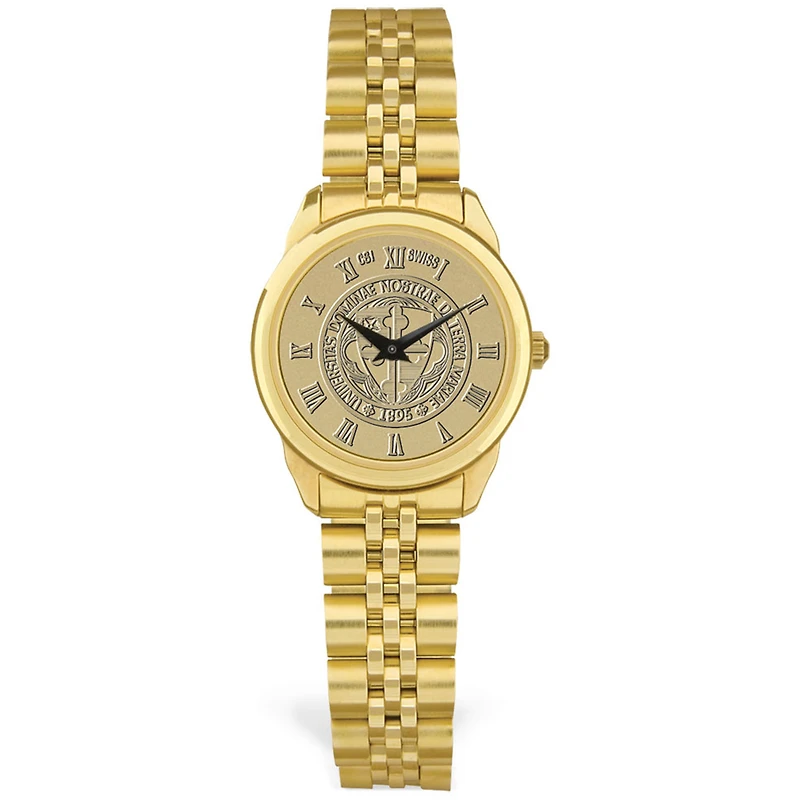 Women's Gold Notre Dame of Maryland Gators Medallion Rolled Link Bracelet Wristwatch
