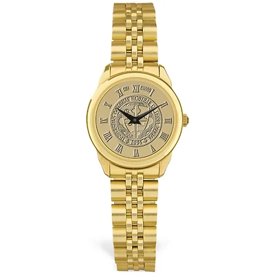 Women's Gold Notre Dame of Maryland Gators Medallion Rolled Link Bracelet Wristwatch