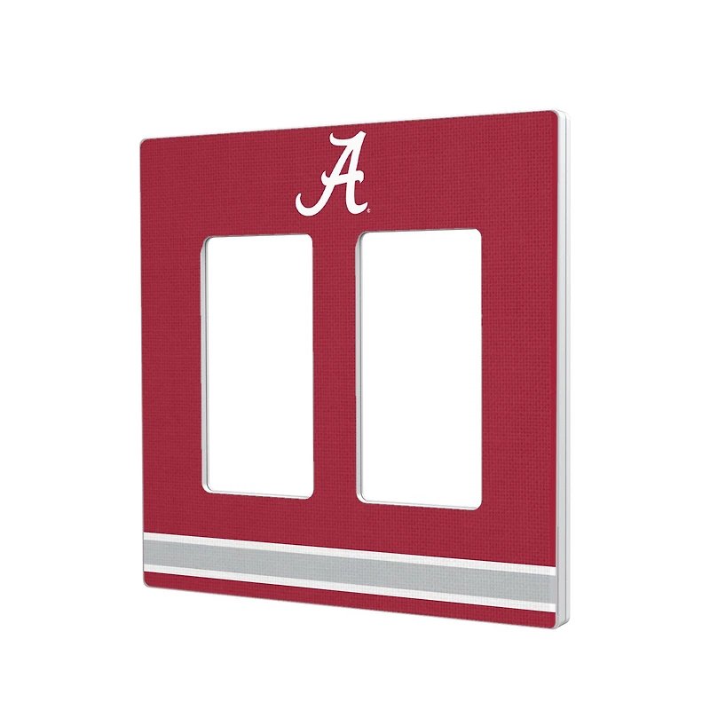 Alabama Crimson Tide Stripe Design Double Rocker Lightswitch Plate