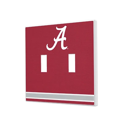 Alabama Crimson Tide Stripe Design Double Toggle Lightswitch Plate