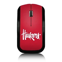 Nebraska Huskers Wordmark Logo Solid Design Wireless Mouse