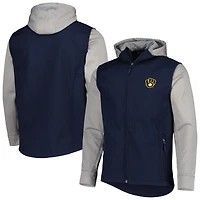 Men's Dunbrooke Navy/Heather Gray Milwaukee Brewers Alpha Full-Zip Jacket