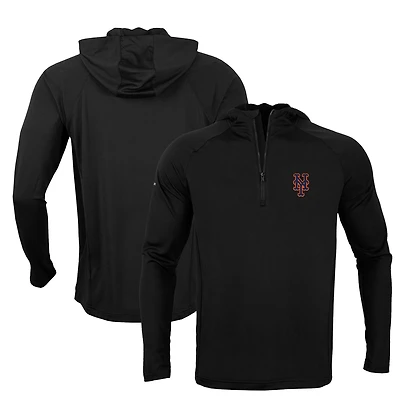 Men's Levelwear Black New York Mets Zander Insignia Core Quarter-Zip Pullover Hoodie