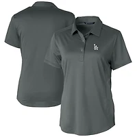 Women's Cutter & Buck Gray Los Angeles Dodgers Prospect Textured Stretch Polo