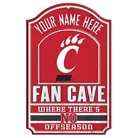 WinCraft Cincinnati Bearcats 11'' x 17'' Personalized Fan Cave Wood Sign