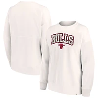 Women's Fanatics White Chicago Bulls Tonal Leopard Pullover Sweatshirt