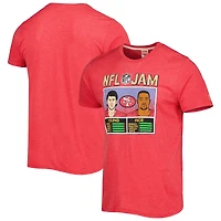 Unisex Homage Jerry Rice & Steve Young Scarlet San Francisco 49ers NFL Jam Retired Tri-Blend T-Shirt