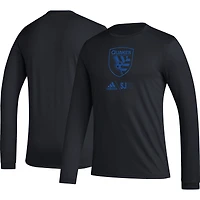 Men's adidas Black San Jose Earthquakes Icon AEROREADY Long Sleeve T-Shirt