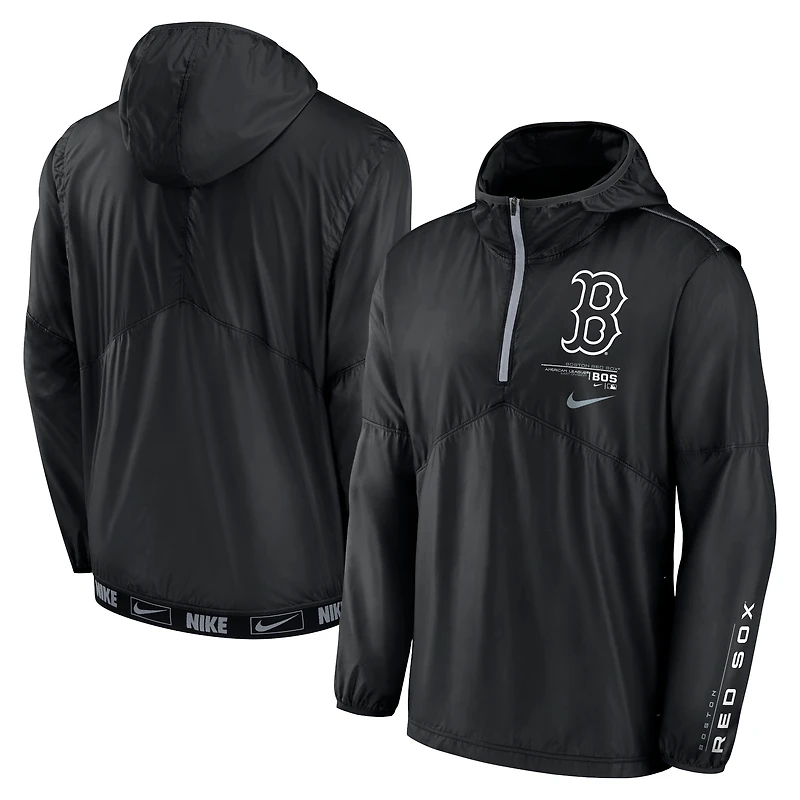 Men's Nike Black Boston Red Sox Authentic Night Game Performance Half-Zip Windbreaker