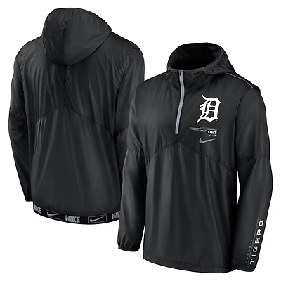 Men's Nike Black Detroit Tigers Authentic Night Game Performance Half-Zip Windbreaker