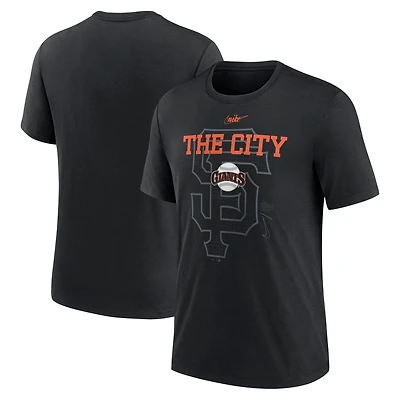 Men's Nike Black San Francisco Giants Rewind Retro Tri-Blend T-Shirt